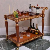 Casa Padrino Luxury Baroque Trolley Brown/Gold 97 cm - Baroque Style Serving Trolley - Made in Italy