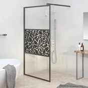 Pregrada za tuš 115 x 195 cm staklo ESG s uzorkom kamena crna