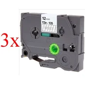 Komplet Brother TZe-135/TZ-135/PT/P-Touch 12mm kompatibilni trakovi (3) - bel izpis/prozoren trak