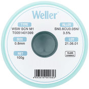 Weller Weller WSW SCN M1 LÖTDRAHT 0\,8MM 100g spajkalna palica Sn0\,7Cu 100 g 0.8 mm, (20428778)