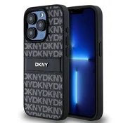 DKNY Etui DKNY Leather Mono Stripe & Metal Logo za iPhone 15 Pro - črno