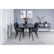 Venture Design Jedilna miza in stol komplet Raztegljiva miza 180x85x76 cm in 2 stola Črna