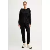Bombažen pulover Dkny ženski, črna barva, s kapuco, DP5J9645