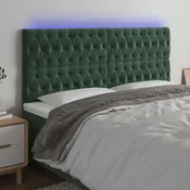 Vidaxl vidaXL Vzglavje postelje z LED diodo temno zeleno 200x7x118/128 cm
