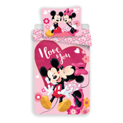 Jerry Fabrics Vključeno perilo Mickey in Minnie Kiss micro 140/200, 70/90