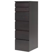 MALM Komoda sa 6 fioka, crnosmeda/ogledalo, 40x123 cm