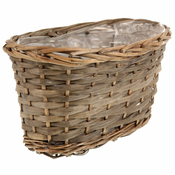 eoshop Škatla ovalni - okrasna pletena embalaža s plastiko, siva barva OC3766-GREY