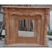 Casa Padrino luxury baroque marble fireplace surround light red 150 x 30 x H. 120 cm - Baroque furniture