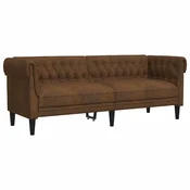 Vidaxl Kavč trosed Chesterfield rjava tkanina