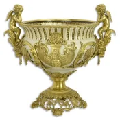 Casa Padrino luxury baroque porcelain flower pot angels white/gold H. 60 cm - Magnificent porcelain plant pot - Baroque porcelain decorative accessories