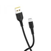 DENMEN D08T Type C USB data kabl 3,6A 1m crna