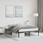 shumee vidaXL Kovinski posteljni okvir črne barve 135x190 cm