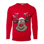 moški pulover z jelenom Reindeer rdeča