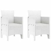 Vidaxl Vrtni Stol z blazino 2 szt. Bela 53 x 49 x 85 cm Polipropilen