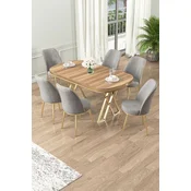 Hanah Home Set Trpezarijski sto i 6 stolica Lai, Sivi