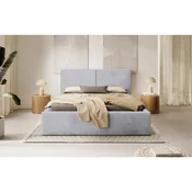 MID.YOU OBLAZINJENA POSTELJA 140 cm x 200 cm , les, tekstil, leseni material svetlo siva