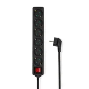Nedis Razširitvena vtičnica Tip F CEE 7 7 6 smerni 5 00 m 3680 W 16 A Vrsta ozemljitve stranski kontakti 230 V AC 50 60 Hz Kot vtičnice 45 H05VV F 3G1 5 mm2 Stikalo za vklop izklop Črna
