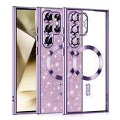 TPU gel ovitek Techsuit Luxury Glitter MagSafe za Samsung Galaxy S22 Ultra - light purple