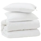 Vidaxl Komplet odej z blazino 3 szt. Bela Mikrofibra in perje