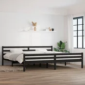 shumee vidaXL Posteljni okvir črne barve iz masivnega lesa 200 x 200 cm