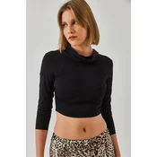 Bianco Lucci Womens Hooded Candy Fabric Crop Blouse