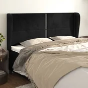 Vidaxl vidaXL Vzglavnik s krilci, črn, 203x23x118/128 cm, žamet