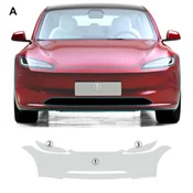 PPF sijajna zaščitna folija za Tesla Model 3 Highland | raztegljiva TPU 0,08 mm, nakup po sklopih ali cel komplet – Sklop: Sprednji odbijač