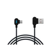 66-157# USB 2.0 a - usb-c priključek 1,5 m poševno pleten LED črn