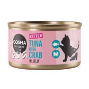 Varčno pakiranje Cosma Asia Kitten v želeju 12 x 85 g Tuna z rakovičjim mesom