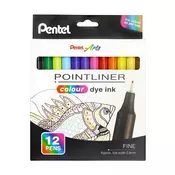 Set iglenog filca, 0,4 mm, PENTEL Pointliner, 12 različitih boja S40-12