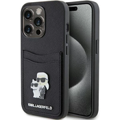 Karl Lagerfeld KLHCP15LSAPKCNPK iPhone 15 Pro 6.1 black hardcase Saffiano Cardslot KarlChoupette Metal Pin (KLHCP15LSAPKCNPK)