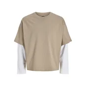 JACK & JONES Majica JCOBIARRITZ  svetlo rjava / bela