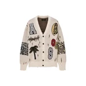 AllSaints Pletena jopa FOXX  rumena / temno zelena / črna / naravno bela