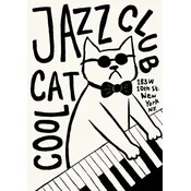 Plakat 21x30 cm Smešna mačka Kul mačka Jazz klub A4