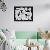 WallXpert metalni zidni ukras RT-AWD-053, apstraktne isprepletane figure, bele linije na crnoj ploci, 58,5 x 41 cm, crni