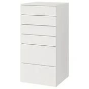 SMASTAD/PLATSA Predalnik s 6 predali, bela/bela, 60x57x123 cm