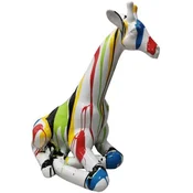 Casa Padrino luxury decorative sculpture giraffe white/multicolored H. 80 cm - Large decorative figure - XXL decorative sculpture - XXL decorative figure - XXL animal figure - Luxury XXL figures
