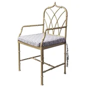 Casa Padrino luxury Art Nouveau wrought iron garden chair with armrests gold/gray H. 101 cm