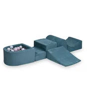 shumee Penasto igrišče s hribom Corduroy Blue 100 žogic: biserna, srebrna, svetlo roza biserna, svetlo modra biserna
