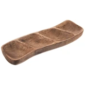 shumee Lesen krožnik za prigrizke, deljen, MANGO, 35x11 cm