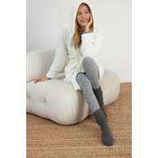 Trendyol Premium Ecru Patterned Hooded Wellsoft Winter Knitted Dressing Gown