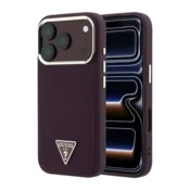 Maska Guess Grained Triangle Logo MagSafe za iPhone 17 Pro/ 18 Pro burgundy
