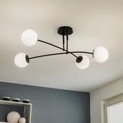 EMIBIG LIGHTING Stropna svetilka Pregos 4 v črni barvi, štirižarna - Hodnik - Sodobni - črna, bela - Kovina
