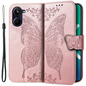 GS Realme 10 4G preklopni ovitek z metuljčkom, roza zlata barva