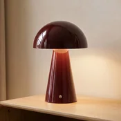 Lindby LED namizna svetilka Nevijo na baterije, rdeča, O 20 cm, USB, regulator - Dnevna soba/jedilnica - Sodobni - Kovina