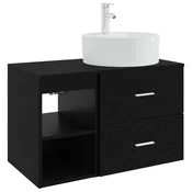 Vidaxl Komplet pohištva za kopalnico 2 pcs Črni hrast Inženirski les
