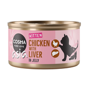 Ekonomično pakiranje Cosma Asia Kitten u želeu 24 x 85 g - Piletina s pilećim jetricama