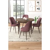 Hanah Home Set Trpezarijski sto i 4 stolice, Prljavo roze