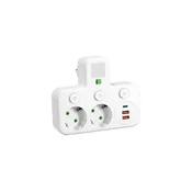 Produžni razdelnik sa prekidacem i LED osvetljenjem LINEA 2Z + 3xUSB A/C SCHUKO 4000K bela