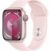 Apple Watch Series 9 GPS + Cellular, 41 mm ružičasto aluminijsko kućište sa svijetlo ružičastim sportskim remenčićem - S/M